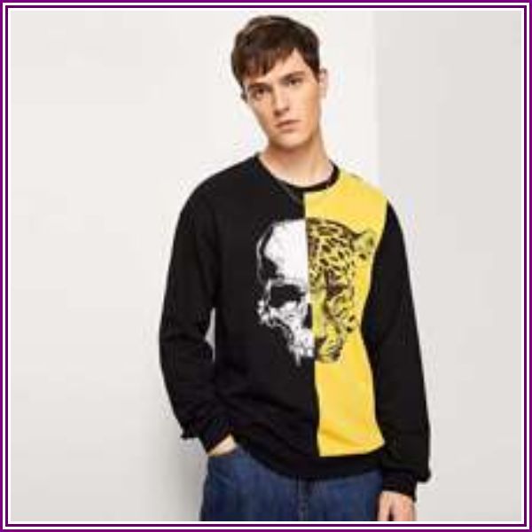 Men Mixed Print Color Block Pullover from ROMWE