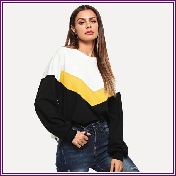 Cut And Sew Color Block Pullover from SHEIN